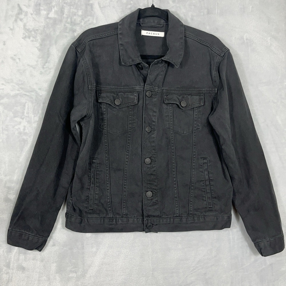 PacSun LA Denim Classic Fit Trucker Jacket Mens M Black BOB Style Buttons
